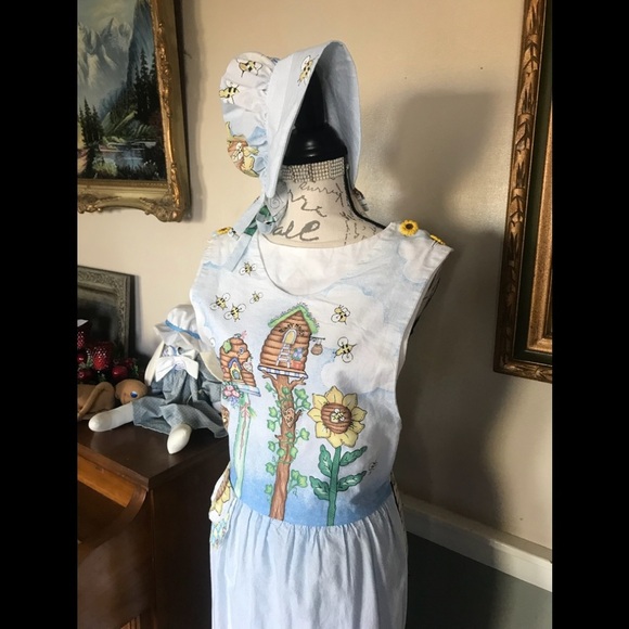 Rare Handmade Daisy Kingdom Bee Dress & Bonnet M - Picture 3 of 12